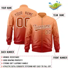 Orange Red Gradient Fashion Varsity Letterman Bomber Jacket 2
