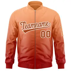 Orange Red Gradient Fashion Varsity Letterman Bomber Jacket 3