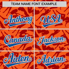 Orange Red Playboy Graffiti Pattern Baseball Jersey 3