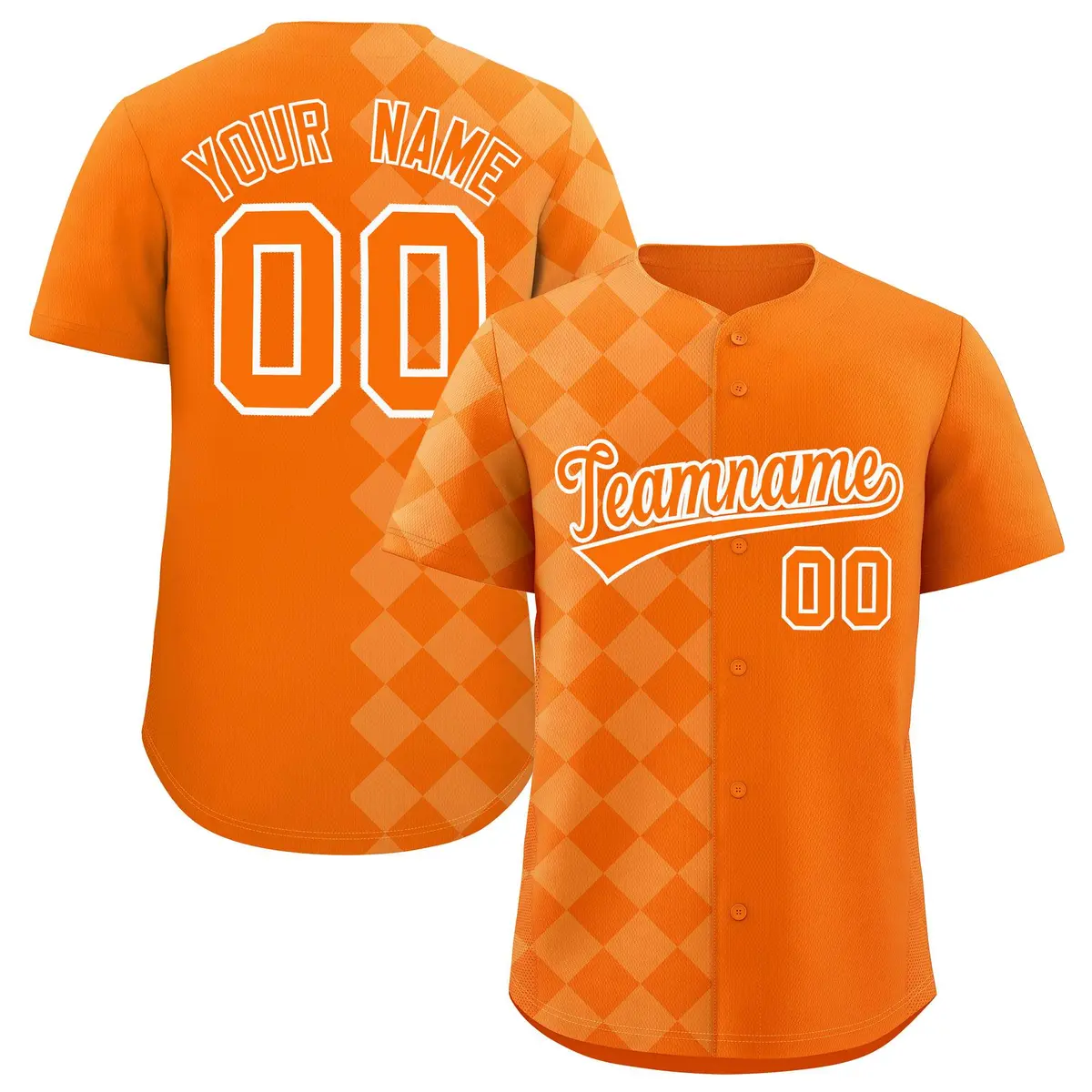 Orange Rhombus Design Authentic Baseball Jersey