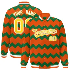 Orange Ripple Color Block Varsity Letterman Jacket