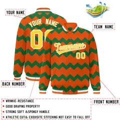 Orange Ripple Color Block Varsity Letterman Jacket 2