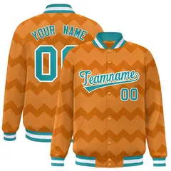 Orange Ripple Color Block Varsity Letterman Jacket