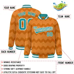 Orange Ripple Color Block Varsity Letterman Jacket 2