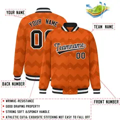 Orange Ripple Color Block Varsity Letterman Jacket 2