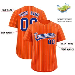 Orange Royal and White Bi-Color Striped Baseball Jersey 2