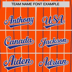 Orange Royal and White Bi-Color Striped Baseball Jersey 3