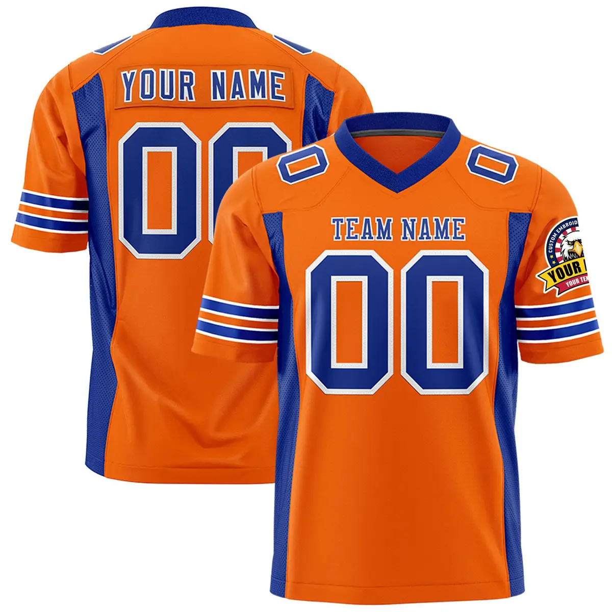 Orange Royal Authentic Football Jersey with Sleeve Stripes