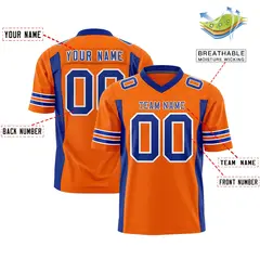 Orange Royal Authentic Football Jersey with Sleeve Stripes 2
