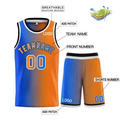 Orange Royal Black Bull Gradient Fashion Basketball Jersey 3