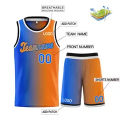 Orange Royal-Black Gradient Basketball Uniform Jersey 3