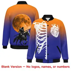 Orange Royal Black Halloween Skeleton Varsity Jacket Moisture-Wicking 8