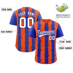 Orange Royal Blade Pattern Raglan Baseball Jersey 2