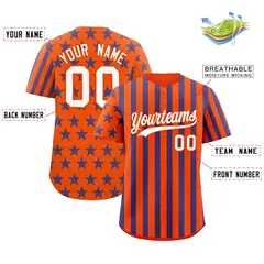 Orange Royal Blue American Flag Graffiti Baseball Jersey 2