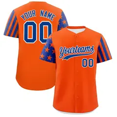 Orange Royal Blue American Flag Raglan Baseball Jersey 1