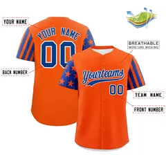 Orange Royal Blue American Flag Raglan Baseball Jersey 2