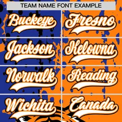 Orange Royal Blue Black Full-Snap Tiger Graffiti Baseball Jersey 6