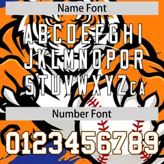 Orange Royal Blue Black Full-Snap Tiger Graffiti Baseball Jersey 7