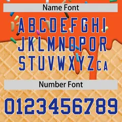 Orange Royal Blue Ice Cream Pattern V-Neck Hockey Jersey 4