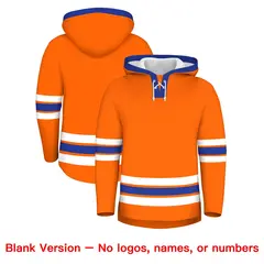 Orange Royal Blue Lace-Up Neck Classic Hockey Hoodie 7