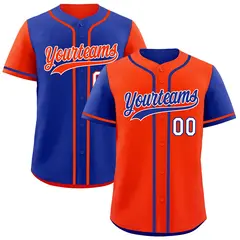 Orange Royal Blue Reversible Raglan Baseball Jersey