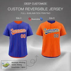 Orange Royal Blue Reversible Stripe Baseball Jersey 2