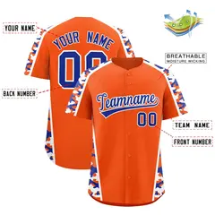 Orange Royal Blue Side Camo Baseball Jersey 2