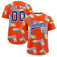 Orange Royal Blue Sugar-Coated Firepower Graffiti Baseball Jersey 1