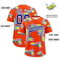 Orange Royal Blue Sugar-Coated Firepower Graffiti Baseball Jersey 2