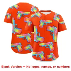 Orange Royal Blue Sugar-Coated Firepower Graffiti Baseball Jersey 4