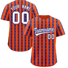 Orange Royal Blue Thick Stripes Star Pattern Baseball Jersey 1
