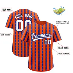 Orange Royal Blue Thick Stripes Star Pattern Baseball Jersey 2