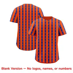 Orange Royal Blue Thick Stripes Star Pattern Baseball Jersey 7