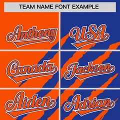 Orange Royal Blue Tiger Claw Scratch Split Baseball Jersey 3