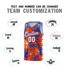 Orange Royal Blue Vice Burst Graffiti Moisture-Wicking Basketball Jersey 4