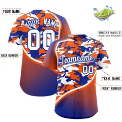 Orange Royal Blue White Camo Gradient Baseball Jersey 2