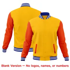 Orange Royal Blue White Raglan Sleeve Cotton Letterman Jacket 6