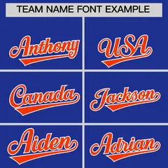Orange Royal Blue White Short Sleeve Full-Snap Varsity Jacket 5