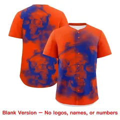 Orange Royal Blue White Skeleton Graffiti Baseball Jersey 8