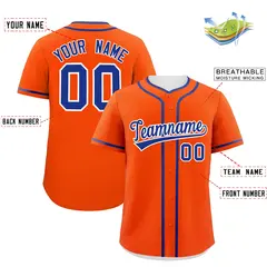 Orange Royal Classic Authentic Baseball Jersey 2