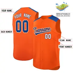 Orange Royal Classic Sleeveless Baseball Jersey 2