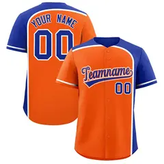Orange Royal Color Block Authentic Baseball Jersey 1