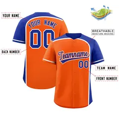 Orange Royal Color Block Authentic Baseball Jersey 2