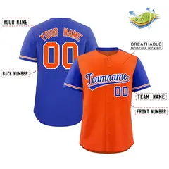 Orange Royal Color Block Raglan Sleeves Baseball Jersey 2