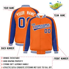 Orange Royal Color Block Raglan Varsity Letterman Jacket 2