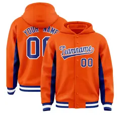 Orange Royal Color Block Varsity Letterman Jacket Hoodie