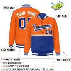 Orange Royal Color Block Varsity Letterman Jacket 2