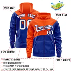 Orange Royal Color Block Wave Varsity Letterman Jacket Hoodie 4