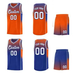 Orange Royal Dot Pattern Reversible Gradient Basketball Jersey Kits 2