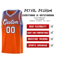 Orange Royal Dot Pattern Reversible Gradient Basketball Jersey Kits 3